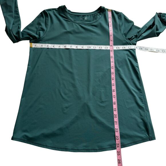 Women's Athleta Green Split Back Long Sleeve Activewear Nylon Blend Athleisure S - Picture 10 of 10